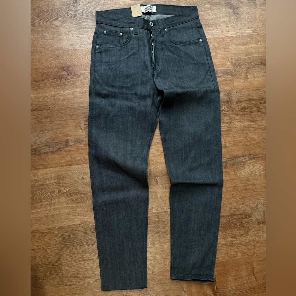 Naked and famous Easy Guy Charcoal selvedge Men's Dark Gray Straight-Leg Jeans